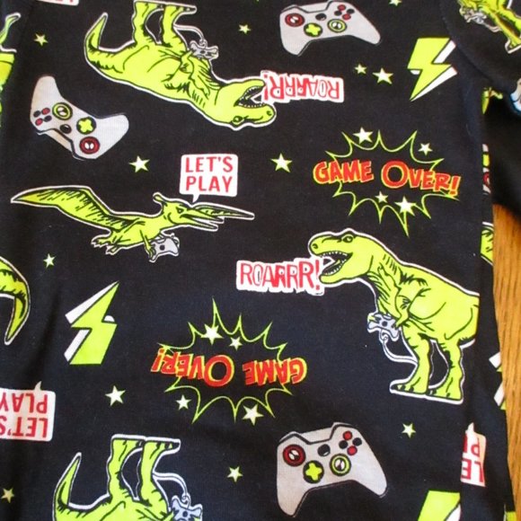 Members Mark Boys 4 piece pajama set, Black&Yellow Dinosaur Glow in the Dark 2T - Picture 10 of 13